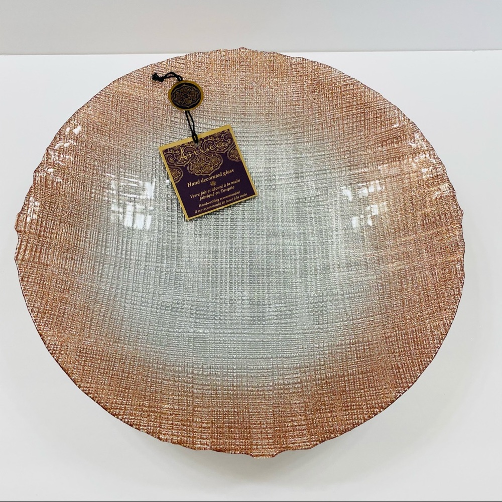 Artistic accent forged large glass bowl